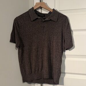 Banana Republic Men's Brown Polo Shirt - Silk Linen Size Small